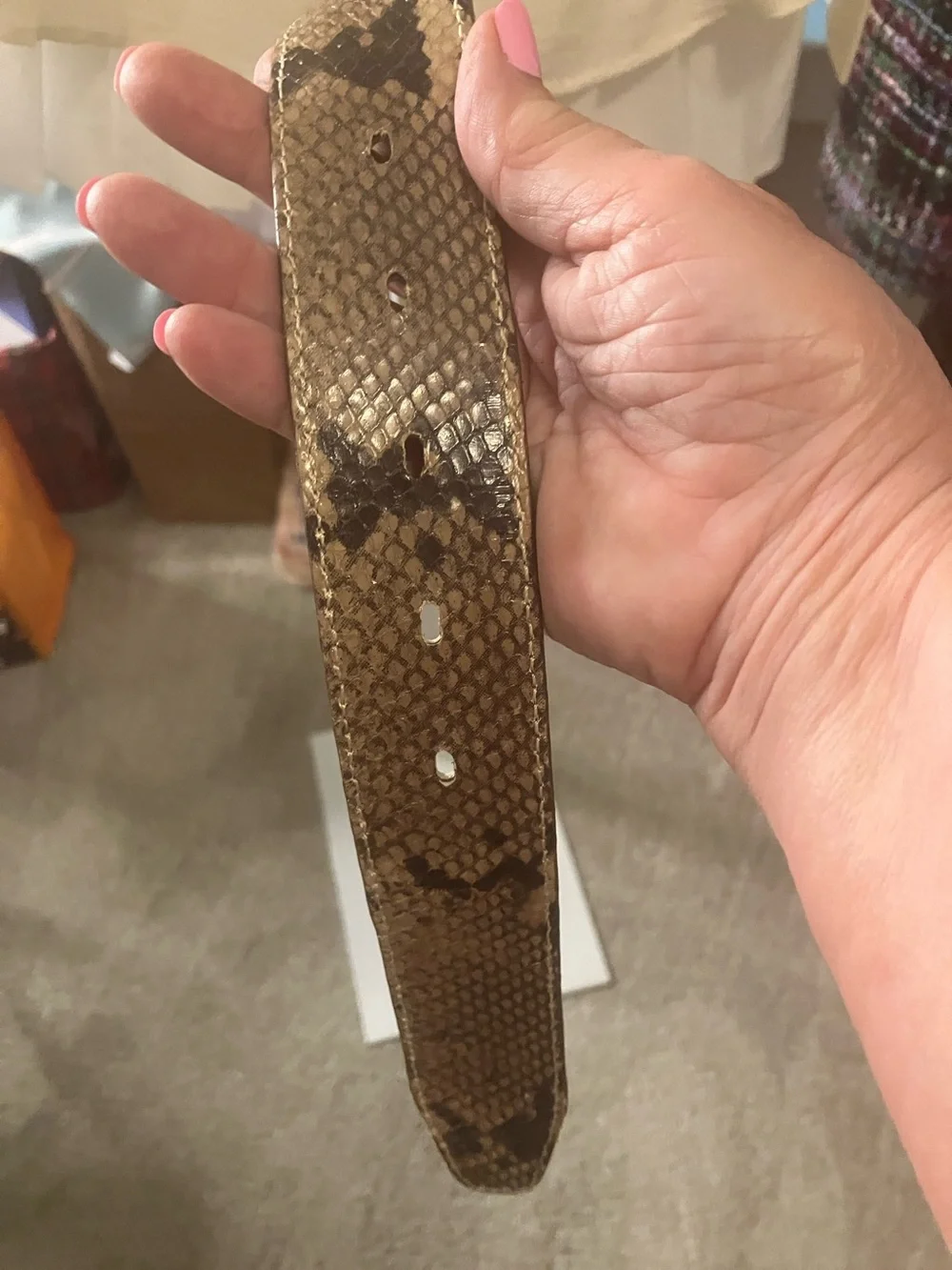 Women's Snake-Print Reversible Brown Waist Belt